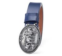 WYYXJY Ceinture Homme Ceinture en Cuir Véritable Blue Horse Rider Punk Rock Hip-Hop Ceinture Décontractée Western Cowboy en Cuir De Vachette Grande Boucle Unisexe 130Cm