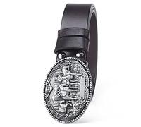 WYYXJY Ceinture Homme Ceinture en Cuir Véritable Brown Horse Rider Punk Rock Hiphop Ceinture Décontractée Western Cowboy en Cuir De Vachette Grande Boucle Unisexe 110Cm