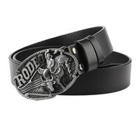 WYYXJY Ceinture Homme Ceinture en Cuir Véritable De Corrida Noire Punk Rock Hip-Hop Ceinture De Cowboy Western Décontractée en Cuir De Vachette Grande Boucle Unisexe 110 Cm