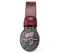WYYXJY Ceinture Homme Ceinture en Cuir Véritable Marron Rougeâtre avec Drapeau Américain, Style Punk Rock Hip-Hop, Style Cowboy Western Décontracté, en Cuir De Vache, Grande Boucle,