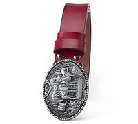 WYYXJY Ceinture Homme Ceinture en Cuir Véritable Red Horse Rider Punk Rock Hiphop Ceinture Décontractée Western Cowboy en Cuir De Vachette Grande Boucle Unisexe 100Cm
