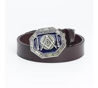 WYYXJY Ceinture Homme Ceinture Marron Mason Punk Rock Hip-Hop Ceinture Western Cowboy Décontractée en Cuir De Vachette Grande Boucle Unisexe 125 Cm