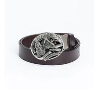 WYYXJY Ceinture Homme Ceinture Marron Mason Punk Rock Hip-Hop Ceinture Western Cowboy Décontractée en Cuir De Vachette Grande Boucle Unisexe 130Cm