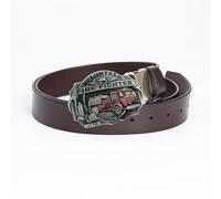 WYYXJY Ceinture Homme Marron Pompier Ceinture Punk Rock Hiphop Casual Western Cowboy Ceinture Peau De Vache Rétro Ceinture Grande Boucle 100Cm