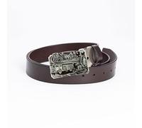 WYYXJY Ceinture Homme Noir Pompier Ceinture Punk Rock Hiphop Casual Western Cowboy Ceinture Peau De Vache Rétro Ceinture Grande Boucle 100Cm