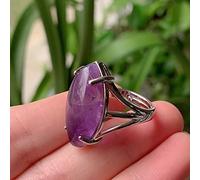 WYZI Bague Argent Femme Reglable,Réglable Simple Gros Oeil De Cheval Bague Améthyste Réglable Bague en Cristal Ouvert Chic Bague D'Éternité Énergie 7 Chakras Proposition Bague Bijoux De Charme pour