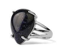 WYZI Bague avec Pierre Précieuseanneau De Larme Réglable Sable Bleu Réglable Bague en Cristal Ouvert Boho Bague D'Éternité Énergie 7 Chakras Proposition Bague De Promesse Bijoux De Charme pour Homm