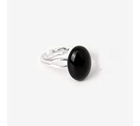 WYZI Bague avec Pierre Précieusebague en Cristal Réglable Argent Ovale Noir Onyx Pierre Réglable Bague Ouverte Boho Bague D'Éternité Charme Bijoux Cadeaux pour Hommes Femmes