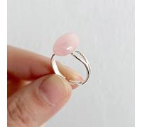 WYZI Bague avec Pierre Précieuseréglable Cristal Anneau Argent Rose Quartz Ovale Pierre Réglable Anneau Ouvert Éternité Anneau Charme Bijoux Cadeaux pour Hommes Femmes