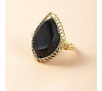 WYZI Bague Reglable Femme,Bague Ajustable en Tissage Doré Obsidienne Noire Ajustable Bague en Cristal Ouvert Boho Bague D'Éternité Énergie 7 Chakras Bague De Proposition Charm Bijoux pour Hommes Femm