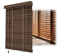 WZDXFNLD Stores Vénitiens en Bois Lamelles De 5cm, Rideaux Filtrant La Lumière à L'intérieur, Store Vénitien Brise-Vue Horizontaux pour Chambre Salon Bureau, Personnalisable(Brun)