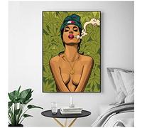 wzgsffs Quote and Poster Girl Smoking Weed Print Wall Painting Picture Print on Canvas Idea Creative Home Decoration -50x70cm No Frame