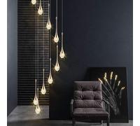 WZH LED Lustre escalier Moderne Goutte d'eau Pendentif éclairage pour Villa Duplex escalier Longue Suspension Lampe