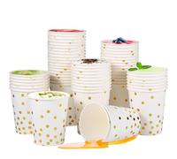 WZHHDM Lot de 60 gobelets en carton à pois dorés - Pour anniversaire, mariage, fête de Noël, pique-nique, barbecue, bureau, école, biodégradable - Boissons chaudes et froides