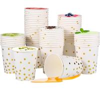 WZHHDM Lot de 60 gobelets en papier noirs et dorés de 250 ml