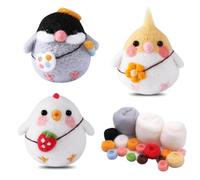 Wzhtuzi Kit de démarrage pour feutrage à l'aiguille avec outils, tapis en mousse, aiguilles à feutrer, instructions (français non garanti), pour débutants, adultes, artisanat d'animaux et décoration