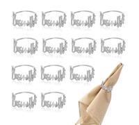 Wzhtuzi Lot de 14 ronds de serviette argentés - Lettre en métal - Pour mariage, fête, ramadan, banquet, décoration de table