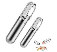 Wzhtuzi Lot de 2 boîtes à pilules porte-clés étanches - Mini boîte à pilules - Porte-clés - En acier inoxydable - Pour l'extérieur, le camping, la randonnée, l'escalade (mini + petit)