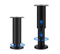 Wzhtuzi Lot de 2 Pieds de Meubles Réglables (18-30 cm) en Acier Inoxydable - Pieds en Acier Laminé à Froid - Pieds pour Meubles, Canapé, Pieds D'armoire, Lits - Noir