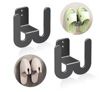 Wzhtuzi Lot de 2 supports à chaussures muraux à suspendre - Pour porte d'entrée de salle de bain - Montage mural - Noir