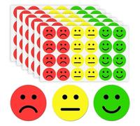 Wzhtuzi Lot de 2400 Smiley Face Autocollants Smile - Joyeux et Triste - Autocollants D'ambiance pour Cartes de Modération - 3 Couleurs