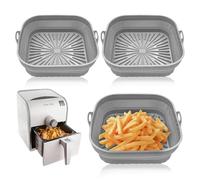 Wzhtuzi Lot de 3 moules en silicone pour friteuse à air chaud, réutilisables, en silicone, pour friteuse à air chaud, pliable, accessoires de friteuse à air chaud