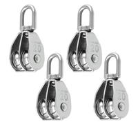 Wzhtuzi Lot de 4 poulies verticales en acier inoxydable avec 8 vis à expansion pour corde à linge, système de poulie inversée