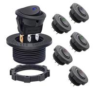Wzhtuzi Lot de 6 interrupteurs à bascule, 12 V, 20 A, 12 V, 20 A, ronds, avec lumière LED, pour voiture, bateau (rouge/bleu/vert)