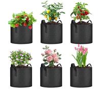Wzhtuzi Lot de 6 sacs de plantation de 12 l - Avec poignées - Pot de fleurs en tissu réutilisable - Pour pommes de terre, tomates, fraises, fleurs