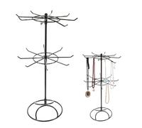 Wzhtuzi Porte-bijoux, Porte-chaînes Bijoux Pivotant 2 Support de collier amovible 16 crochets Chaînes Colliers Rangement Chaînes Métal pour bracelets Anneau Bracelet, Noir