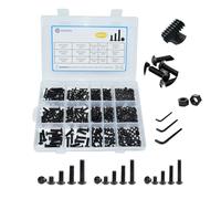 WZHUIDA Lot de 480 vis à tête bombée à six pans creux en acier au carbone M3 M4 M5 avec écrous et 3 clés Allen dans une boîte d'assortiment, noires galvanisées