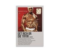 WZLLHA Get Rich Or Die Tryin'-50 CentArt Impression sur toile vintage pour chambre à coucher moderne Décoration murale Esthétique Chariot de bar Sans cadre 60 x 90 cm