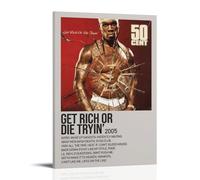 WZLLHA Get Rich Or Die Tryin'-50 CentArt Impression sur toile vintage pour chambre à coucher Moderne Décoration murale Esthétique Chariot de bar 40 x 60 cm