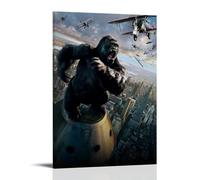 WZLLHA King KongArt Impression sur toile vintage pour chambre à coucher, décoration murale moderne avec cadre 60 x 90 cm