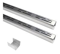 Wzmazingly 2 x Caniveau de Drainage Fins en Acier Inoxydable, Longueur 100cm Kit de Caniveaux avec Connecteur, Système de Drainage Efficace pour Eau de Pluie, Allée, Terrasse(100x3.5x3cm)