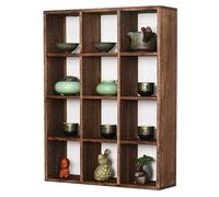 Wzmazingly 9-40 Grille Porte Tasses Présentoir À Tasses À Café En Bois Fixation Murale Rustique Vitrine À Verres À Shot Organisateur Flottant Pour Cuisines, Cafés, Bars(3x5/15 Grid)