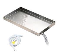 Wzmazingly Bac De Récupération En Acier Inoxydable, Bac De Récupération Pour Climatiseur Avec Orifice De Drainage Et Tuyau, Pour Unités Extérieures De Climatiseur 1,5-5 P(325x800x50mm)