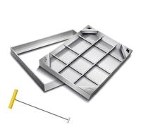 Wzmazingly Couvercle De Regard Rectangulaire Et Cadre, Encastré Couvercle De Fosse Septique En Acier Inoxydable 304, Couvercle De Bassin D'épuration Invisible Pour Allées Terrasses(30x55cm)