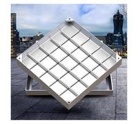Wzmazingly Extérieur Cour Couvercle De Regard Invisible, Encastré Rectangulaire Couvercle Et Base D'égout En Acier Inoxydable, Couvercles D'inspection En Métal Pour Fosses Septiques(40x55cm)