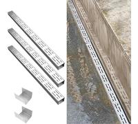 Wzmazingly Kit de Caniveau de 100cm de Long, Système de Drainage en Tranchée Mince avec Connecteur, Extérieur Cour Terrasse Allée Grille de Drainage, Acier Inoxydable 304(3 pcs,100x10x3cm)