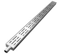 Wzmazingly Kit De Caniveau De Tranchée avec Embout/Sortie, Slim Caniveaux en Acier Inoxydable, Allée Sol Crépines De Gouttière pour Jardin Terrasse(with Outlet,100x7x3cm)