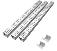 Wzmazingly Kit de Caniveaux de Drainage Extérieur Étroit, Caniveau en Acier Inoxydable 304, avec Raccords D'extension, Grilles D'égout pour Le Drainage des Eaux Pluviales(3 Pack,100x10x5cm)