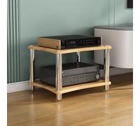 Wzmazingly Meuble Chaine HiFi Armoire AV, Support Moderne pour Platine Vinyle, Multifonctionnel Meuble De Rangement Multimédia, pour Salon, Home Cinéma, Chambre(Light Walnut,2 Tier-40cm Tall)