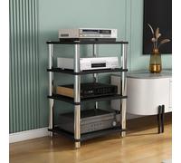 Wzmazingly Meuble Chaine HiFi Armoire AV, Support Moderne pour Platine Vinyle, Multifonctionnel Meuble De Rangement Multimédia, pour Salon, Home Cinéma, Chambre(Black,4 Tier-85cm Tall)