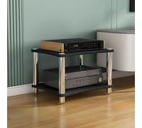 Wzmazingly Meuble Chaine HiFi Armoire AV, Support Moderne pour Platine Vinyle, Multifonctionnel Meuble De Rangement Multimédia, pour Salon, Home Cinéma, Chambre(Black,2 Tier-40cm Tall)