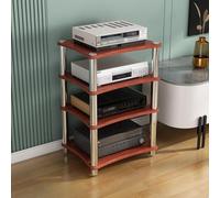 Wzmazingly Meuble Chaine HiFi Armoire AV, Support Moderne pour Platine Vinyle, Multifonctionnel Meuble De Rangement Multimédia, pour Salon, Home Cinéma, Chambre(Teak Color,4 Tier-85cm Tall)