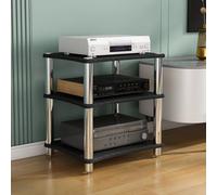 Wzmazingly Meuble Chaine HiFi Armoire AV, Support Moderne pour Platine Vinyle, Multifonctionnel Meuble De Rangement Multimédia, pour Salon, Home Cinéma, Chambre(Black,3 Tier-62cm Tall)