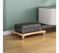 Wzmazingly Meuble Chaine HiFi Armoire AV, Support Moderne pour Platine Vinyle, Multifonctionnel Meuble De Rangement Multimédia, pour Salon, Home Cinéma, Chambre(Light Walnut,1 Tier-10cm Tall)