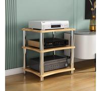 Wzmazingly Meuble Chaine HiFi Armoire AV, Support Moderne pour Platine Vinyle, Multifonctionnel Meuble De Rangement Multimédia, pour Salon, Home Cinéma, Chambre(Light Walnut,3 Tier-62cm Tall)