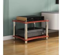 Wzmazingly Meuble Chaine HiFi Armoire AV, Support Moderne pour Platine Vinyle, Multifonctionnel Meuble De Rangement Multimédia, pour Salon, Home Cinéma, Chambre(Teak Color,2 Tier-40cm Tall)